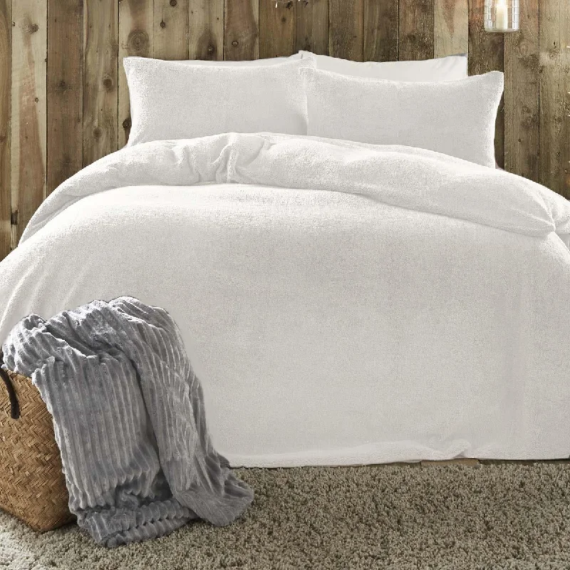 Take Action Sherpa Teddy Fleece Cream Duvet Cover Set