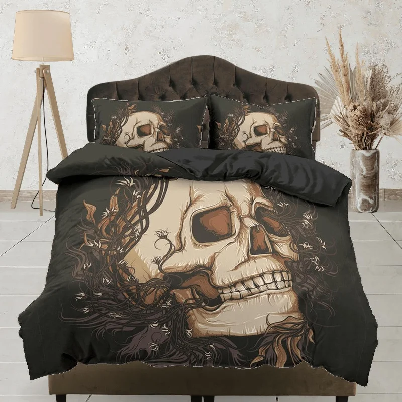 Online Deal Skull Black Duvet Cover Set Bedspread, Dorm Bedding with Pillowcase