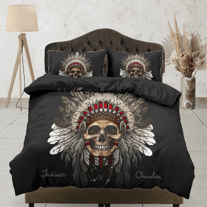 Mega Sale Skull Tribe Black Duvet Cover Set Bedspread, Dorm Bedding with Pillowcase