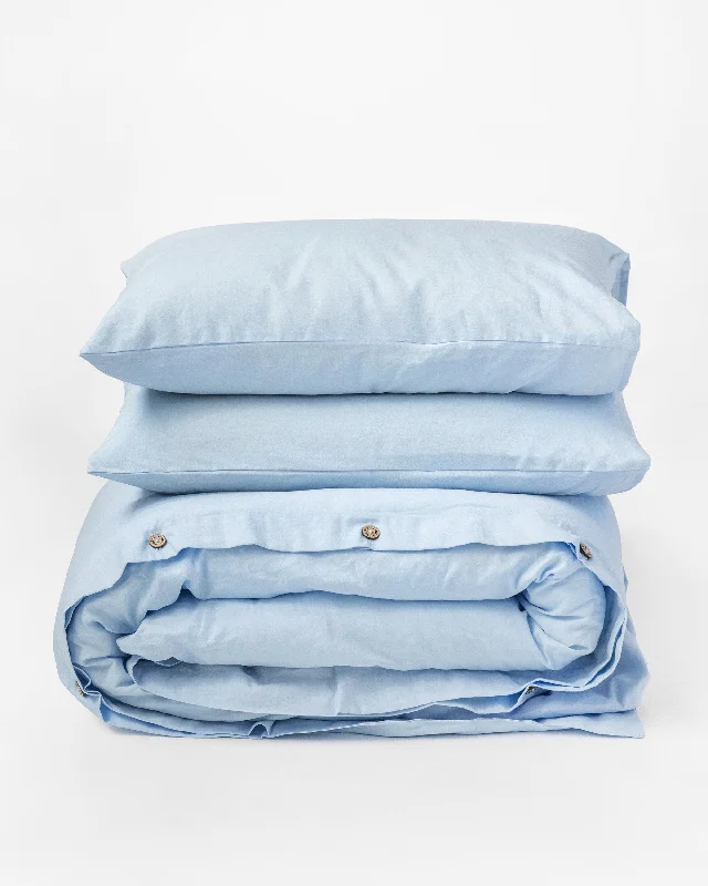 Seasonal Clearance Sky blue linen-cotton duvet cover set (3 pcs)