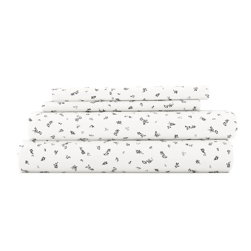 Closeout Sale Spotted Leaves Pattern 4-Piece Sheet Set