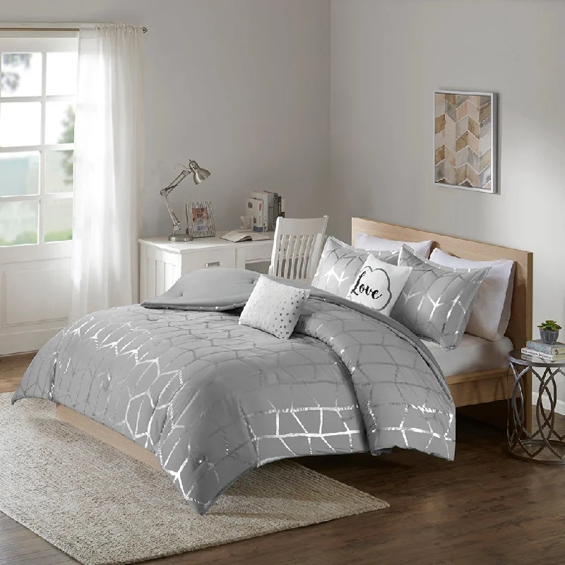 Shop and Save Streamdale Raina Metallic Printed Comforter Set