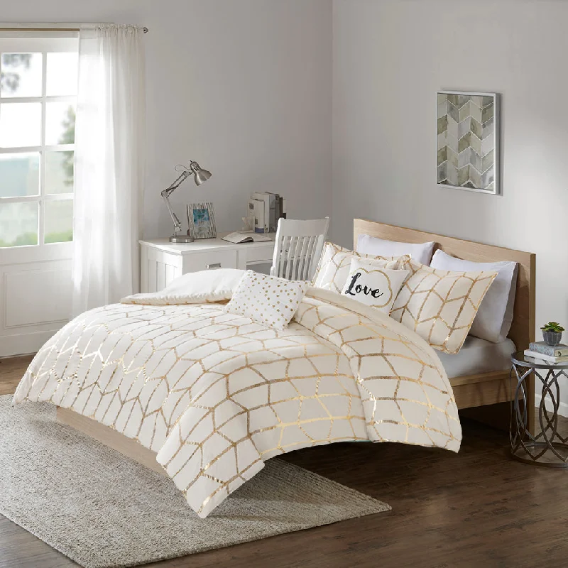 Value Deals Streamdale Raina Metallic Printed Duvet Cover Set