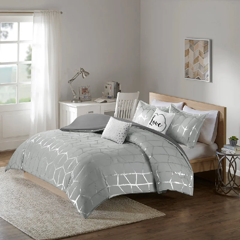 Online Exclusive Streamdale Raina Metallic Printed Duvet Cover Set
