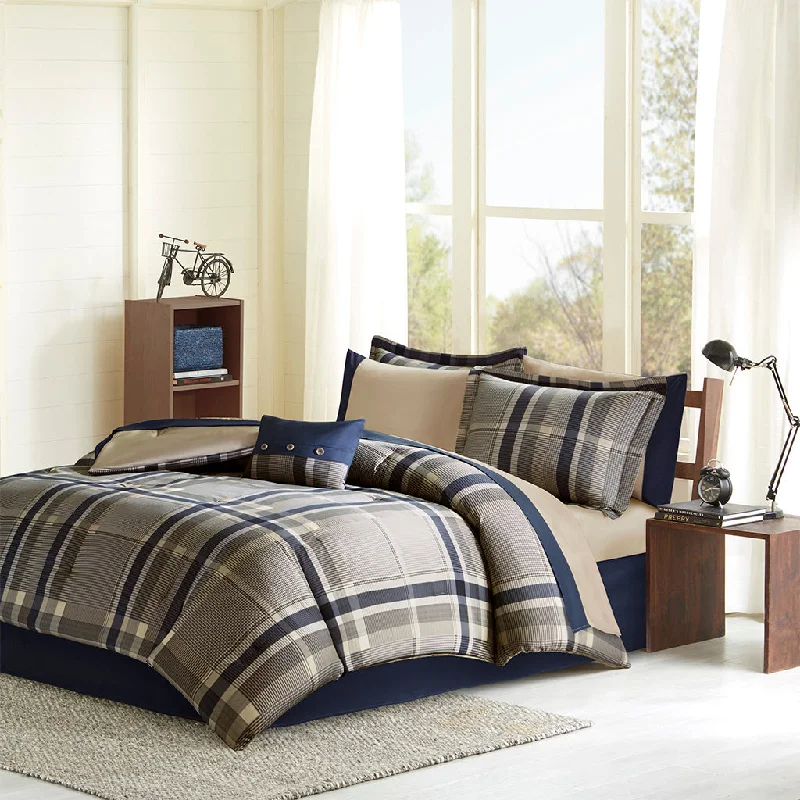 Savings Galore Streamdale Robbie Plaid Comforter Set With Bed Sheets
