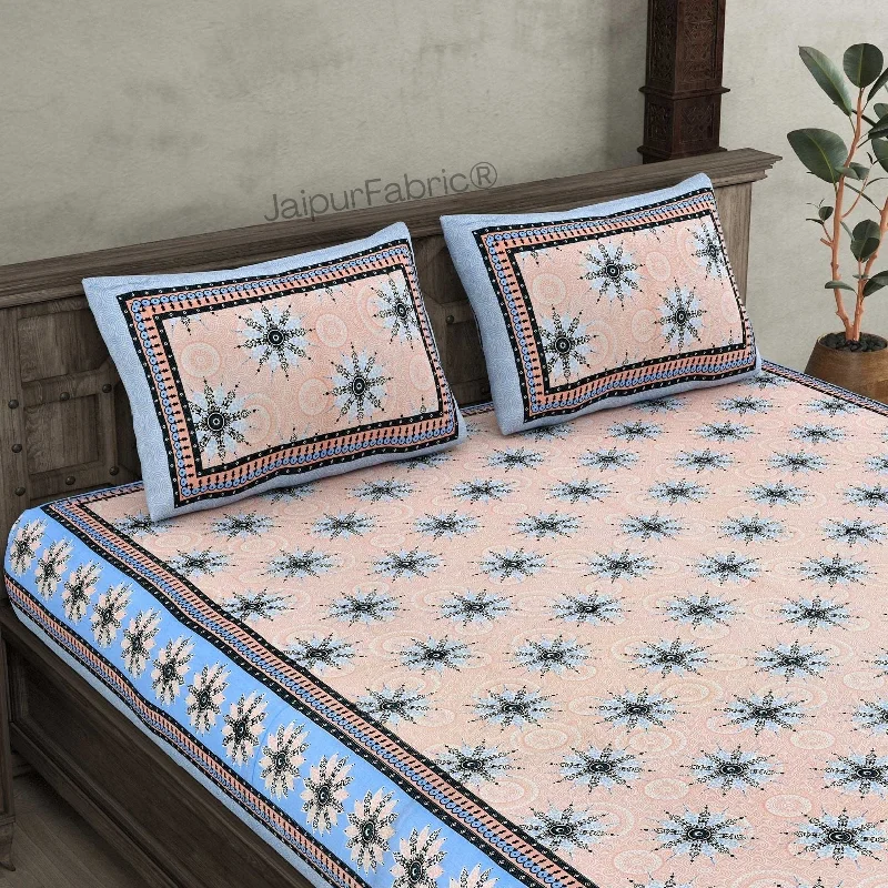TIME-Limited Offer Stylish Star Blue Pure Cotton Double Bedsheet