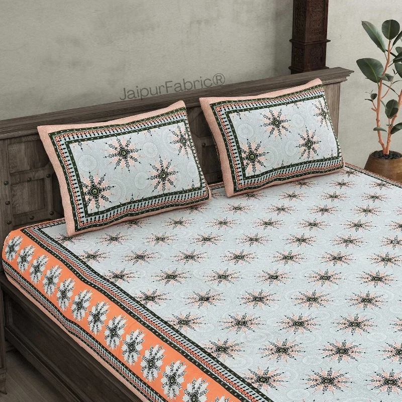 Buy More, Save More Stylish Star Peach Pure Cotton Double Bedsheet