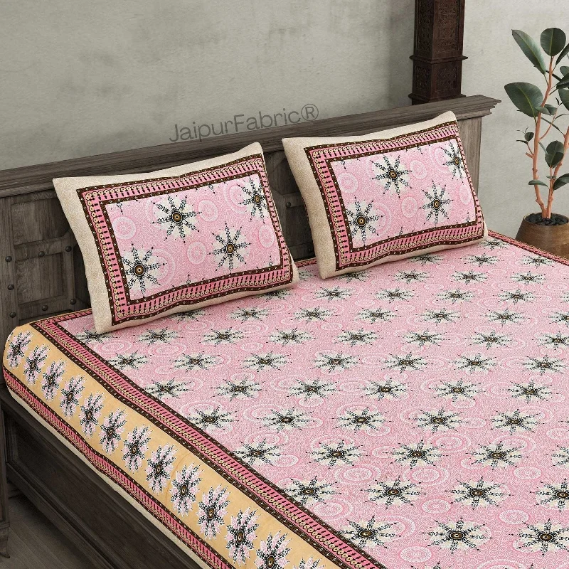 Quick Sale Stylish Star Pink Pure Cotton Double Bedsheet
