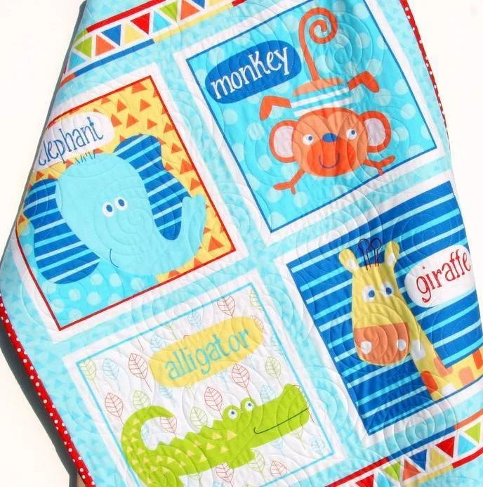 Don’t Miss Out Swingin Safari Baby Quilt, Animal Bedding Blanket, Handmade Quilt