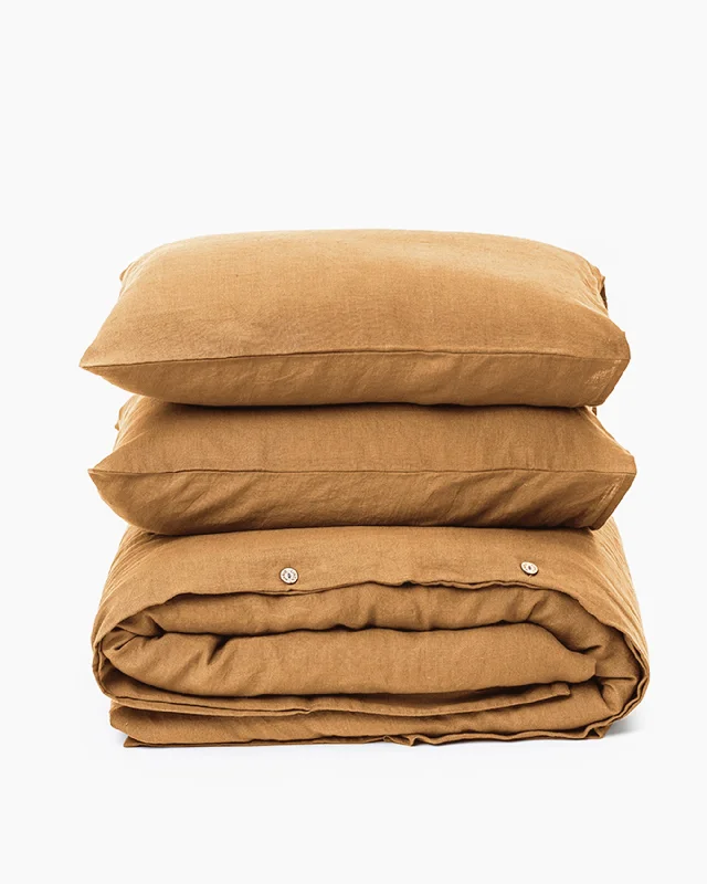 Factory Direct Sale Tan linen duvet cover set (3 pcs)