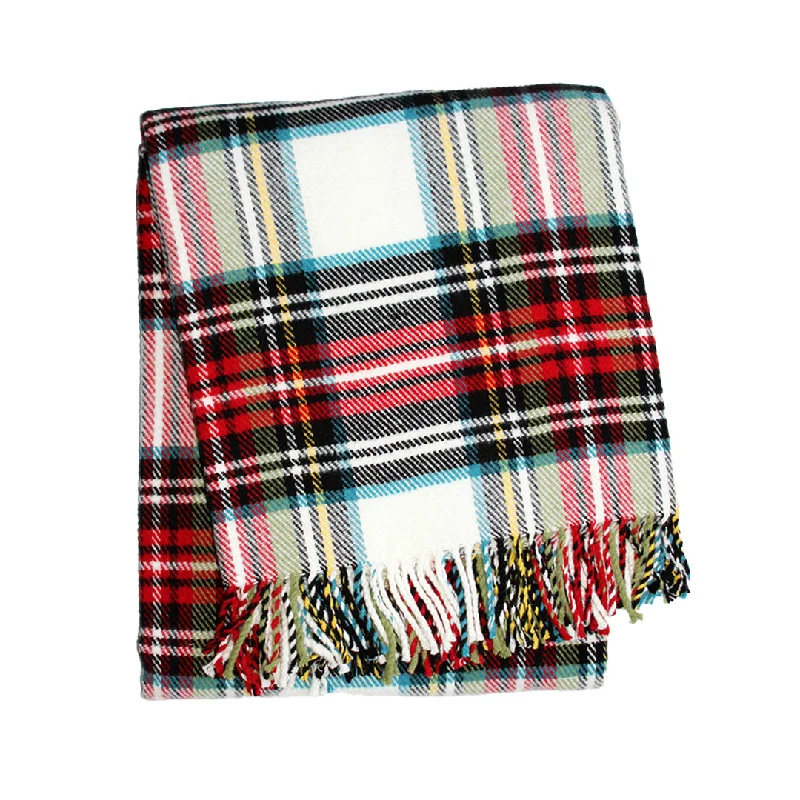 Now or Never Tartan Plaid Throw, Cream