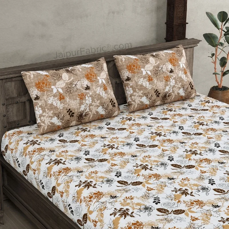 Get More, Spend Less Today The Finest Pick Off White Brown Cotton King Size Bedsheet Get More, Spend Less Today The Finest Pick Off White Brown Cotton King Size Bedsheet