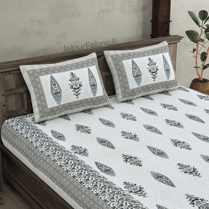 The Sale Everyone's Talking About The Folklore Grey Pure Cotton Double Bedsheet