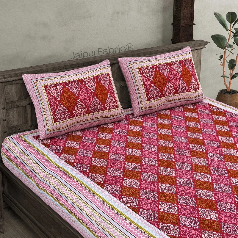 Treat Yourself To Amazing Discounts The Traditional Touch Red Pure Cotton Double Bedsheet