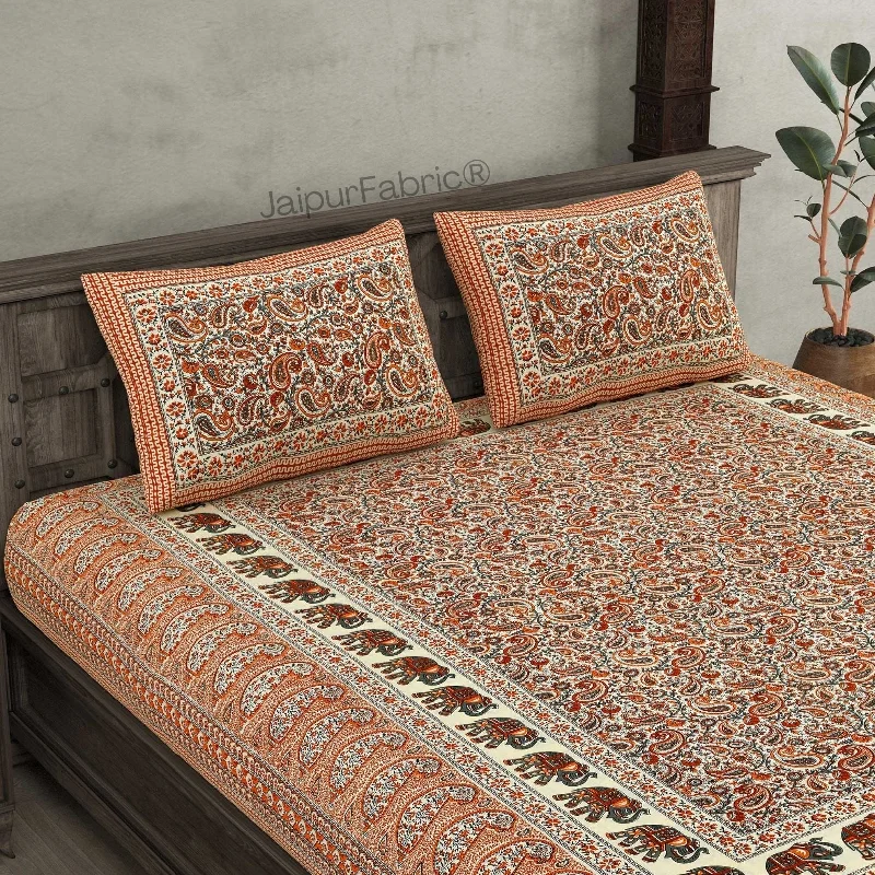 Weekend Savings Spectacular Titan Paisley Peach Pure Cotton Double Bedsheet