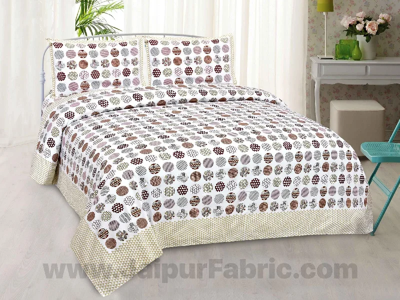 Overstock Trendy Polka Brown Cotton King Size Bedsheet