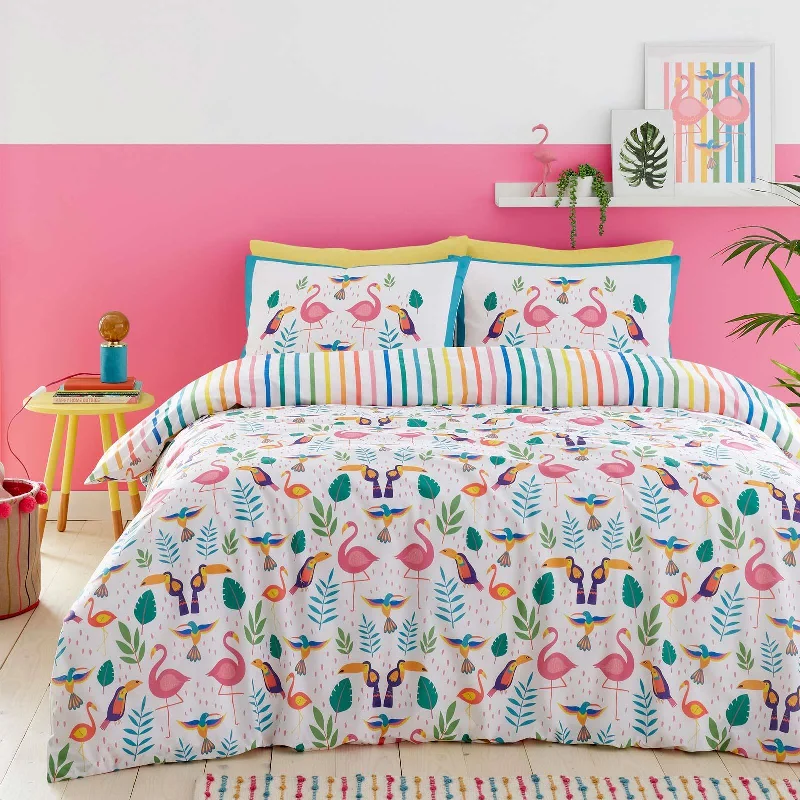 Instant Savings Tropical Flamingo Duvet Cover Set