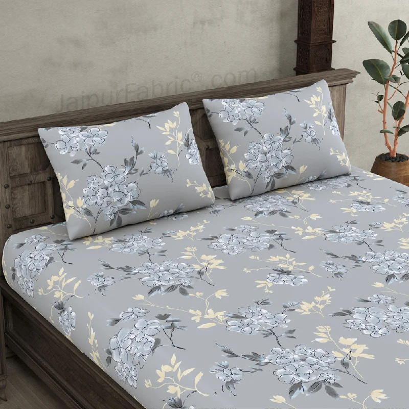 New Deal Tropical Floral Blue King Size BedSheet