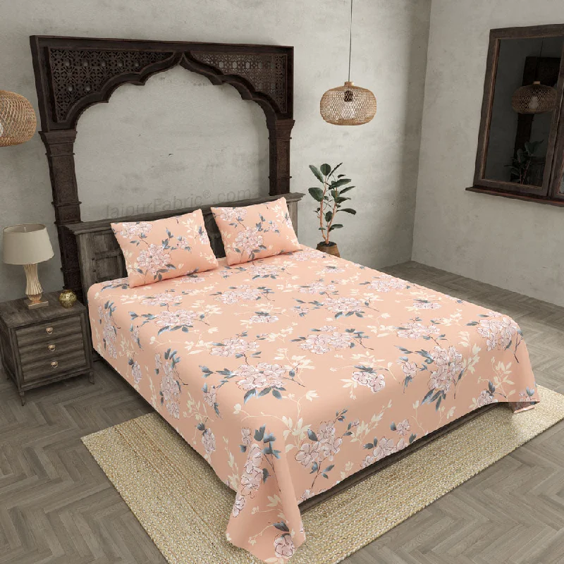 Reduced Price Tropical Floral Peach King Size BedSheet