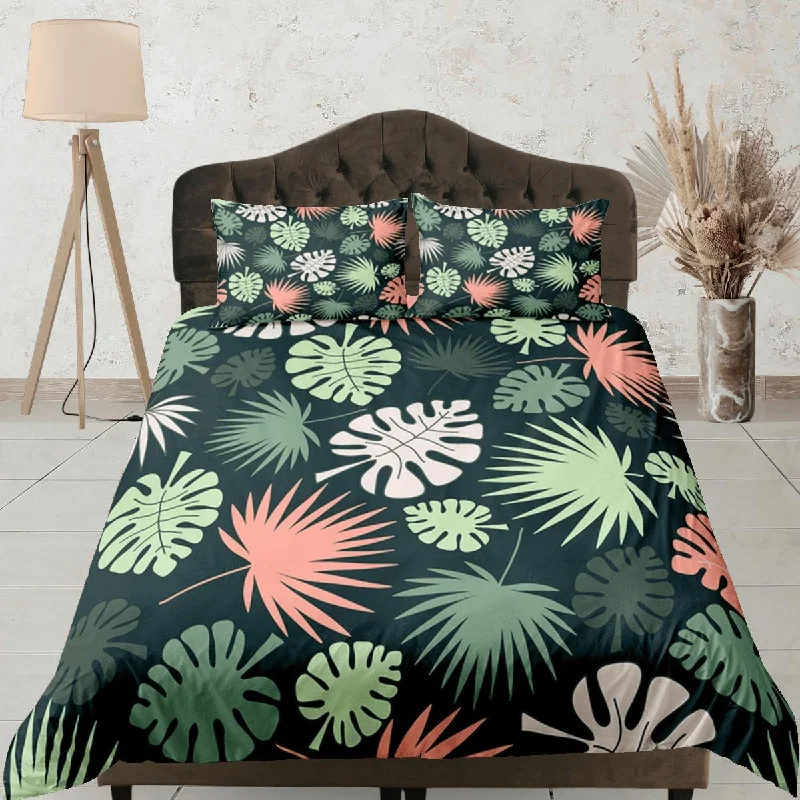Referral Discount Tropical Green Duvet Cover Set, Bedspread Dorm Bedding Set, Summer Bedroom
