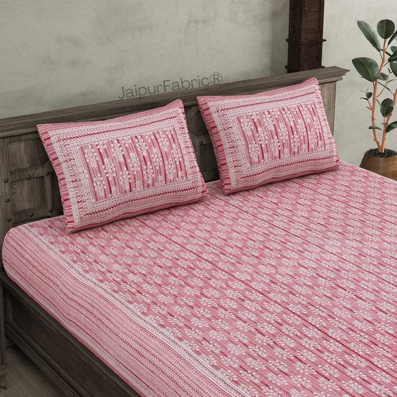 Price Drop Verdant Wizard Pink Pure Cotton Double Bedsheet