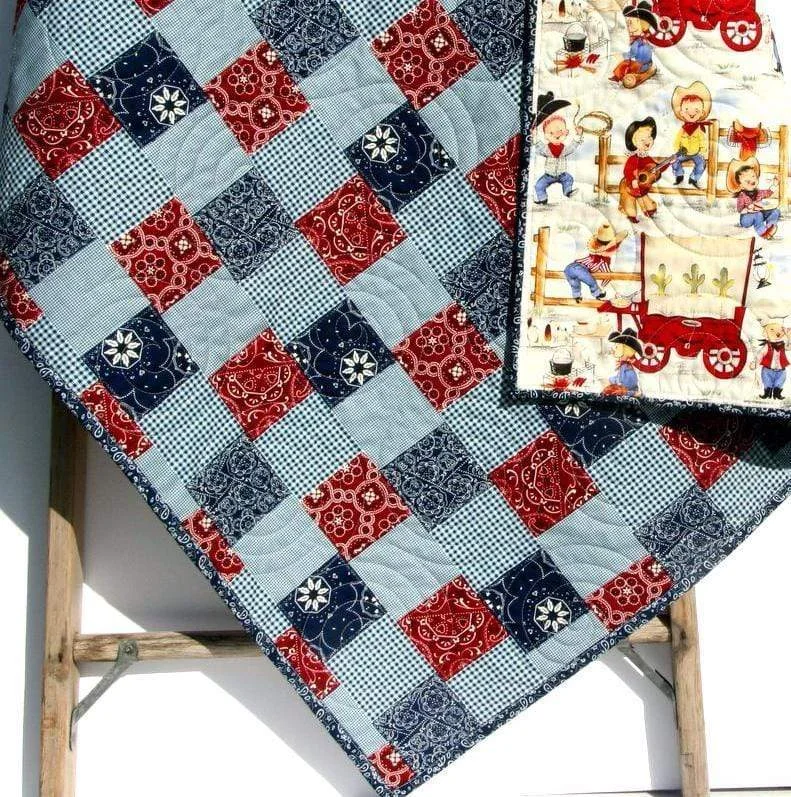 Price Slash Western Baby Quilt Cowboy Blanket Bandana Patchwork Cowpoke Country Handmade Quilt Price Slash Western Baby Quilt Cowboy Blanket Bandana Patchwork Cowpoke Country Handmade Quilt