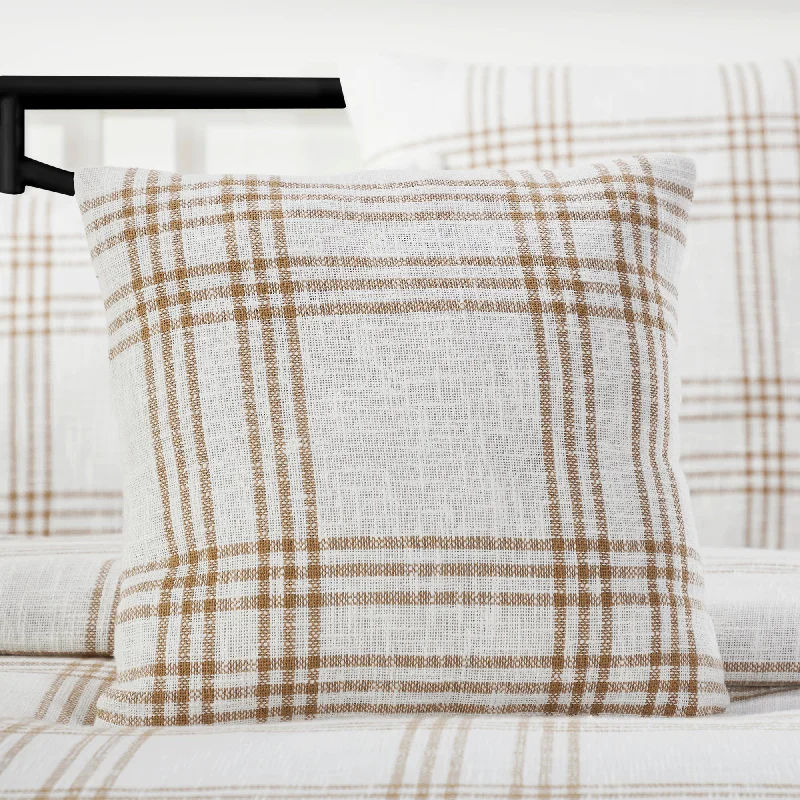 Unmissable Offer Wheat Plaid Fabric Pillow 18x18