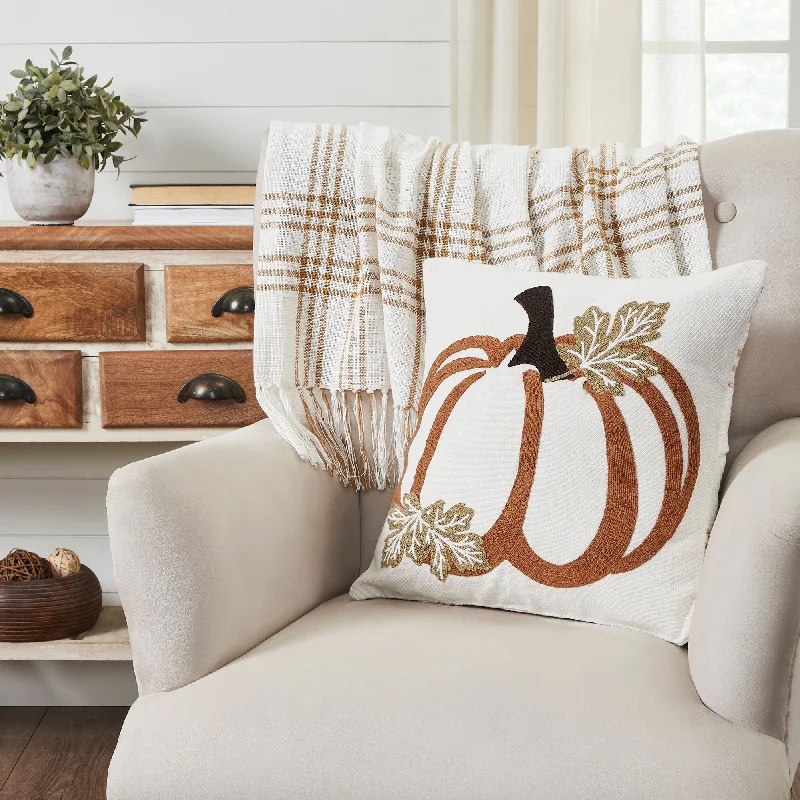 Weekend Discounts Worth Grabbing Wheat Plaid Pumpkin Pillow 18x18