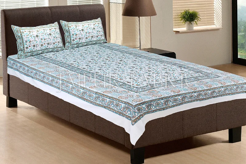This Weekend's Hottest Deals Are Live White Base With Cyan Color Print Single Cotton Bed sheet This Weekend's Hottest Deals Are Live White Base With Cyan Color Print Single Cotton Bed sheet
