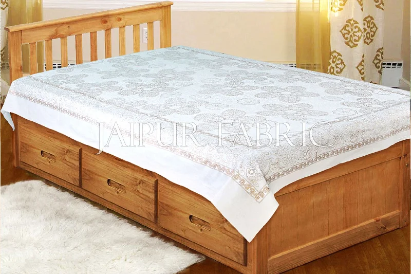 Daily Deals White base With Golden Rajasthani Floral Print Single cotton Bed sheeet Daily Deals White base With Golden Rajasthani Floral Print Single cotton Bed sheeet