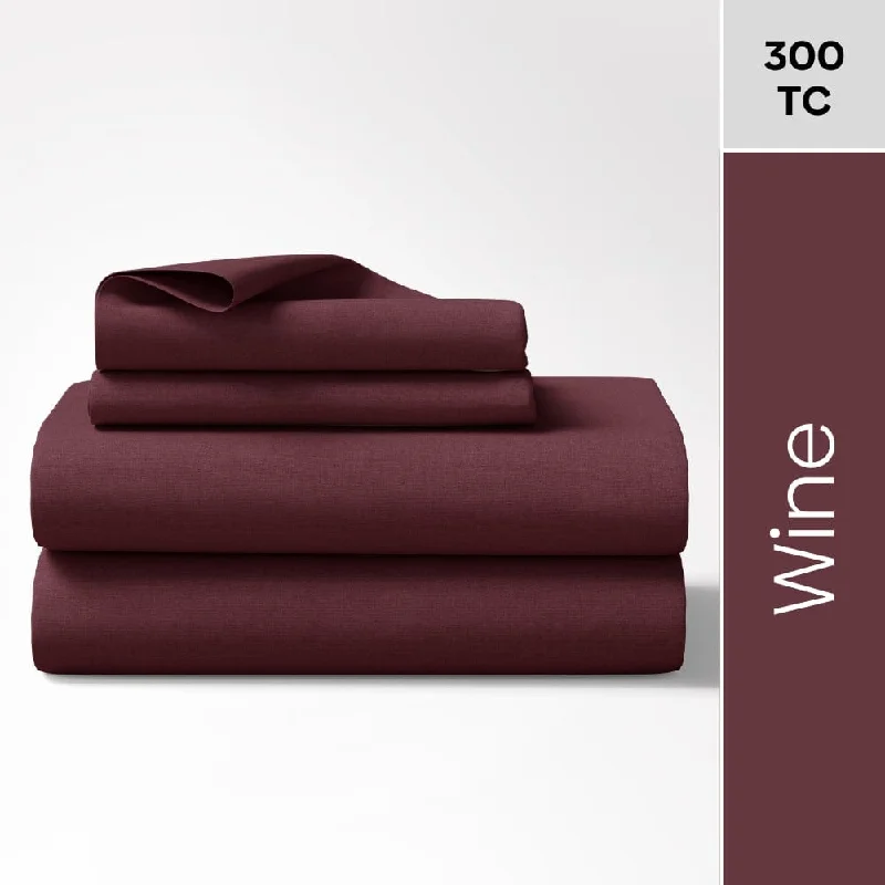Best Seller Wine 100% Cotton Bedsheet, 300 TC