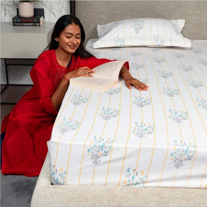 The Best Prices Regal Collection - Breathable 200 TC 100% Pure Cotton Bedsheet with Pillow Cover, Yellow Dahlia